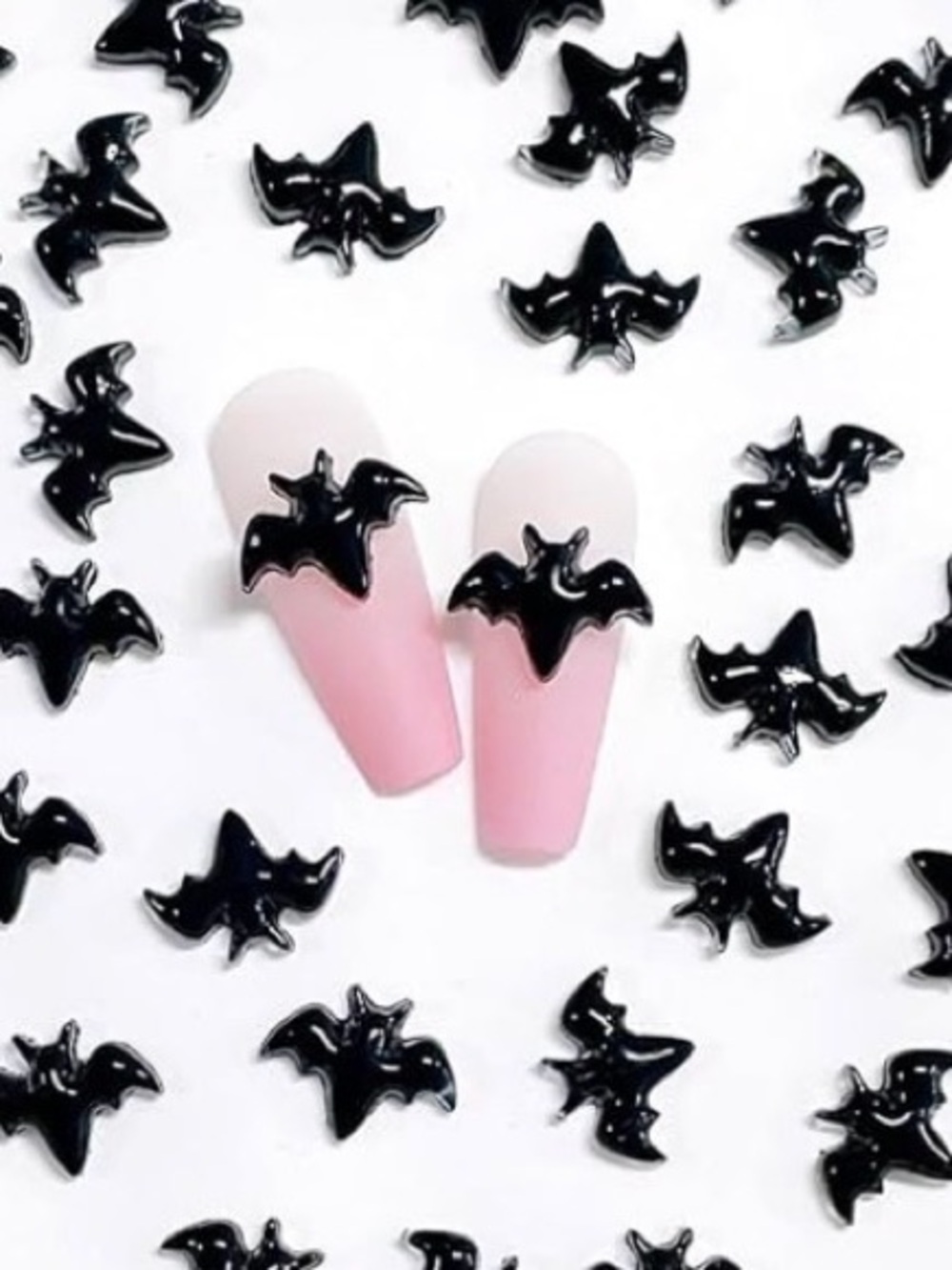 Free with costume purchase Black Bat Nail Charms for Women  - Pink Accent